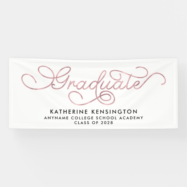Banderoles Élégant Blush Pink Typographie Graduation (Horizontal)