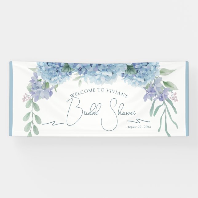 Banderoles Élégant bouquet floral bleu poussiéreux pour la fê (Horizontal)