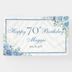 Banderoles Elégant cadre Floral Rose bleu 70e fête d'annivers