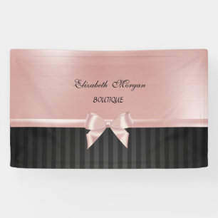 Banderoles Élégant Chic Luxe ,Rayé,Nœud Ruban Rose