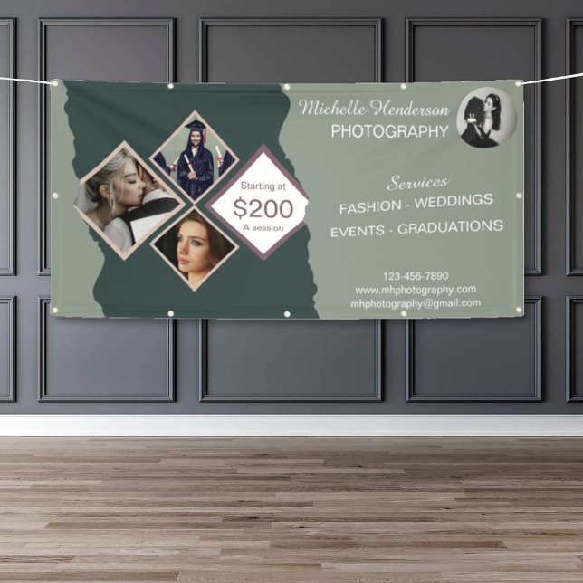 Banderoles Élégant Collage photo vert Professionnel Affaires (Créateur téléchargé)