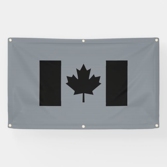 Banderoles Élégant drapeau canadien en noir (Horizontal)