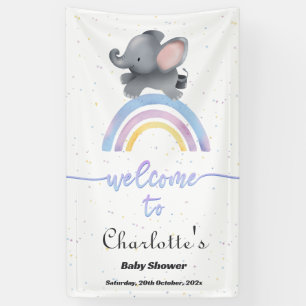 Banderoles Élégant éléphant avec Baby Shower Arc-en-ciel Colo