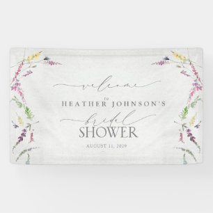 Banderoles Elégant Fleur sauvage Aquarelle Douche Bienvenue