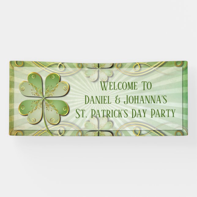 Banderoles Élégant Glover Vert Or St Patrick'd Day Party (Horizontal)