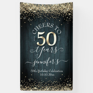 Banderoles Élégant Gold 50th Birthday Script
