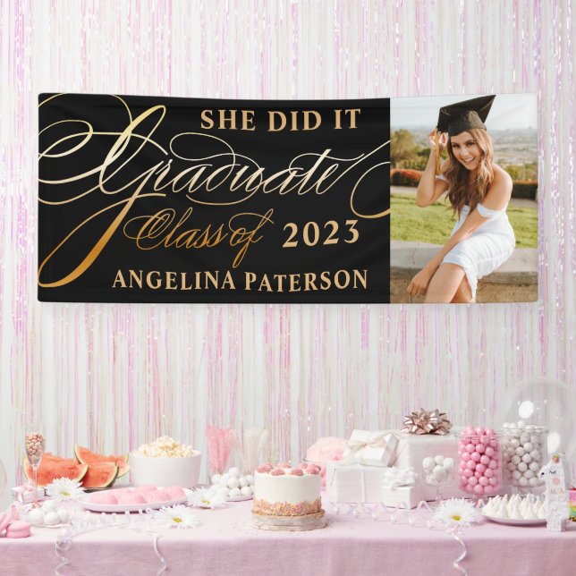 Banderoles Élégant Gold Calligraphy Classe de 23 (Fête)