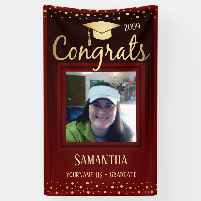 Banderoles Elégant Gold Graduation Class of 2022 Photo (Vertical)