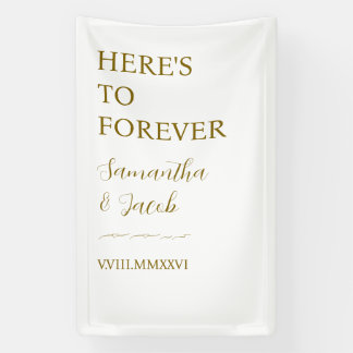 Banderoles Elegant Gold “Here’s to Forever” Wedding Welcome