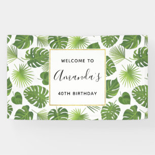 Banderoles Elégant Green Tropical Feuille Motif Anniversaire