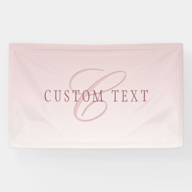 Banderoles Élégant lettrage et monogramme | Rose Ombre (Horizontal)