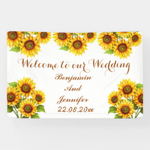 Banderoles Élégant Mariage de tournesol rustique moderne