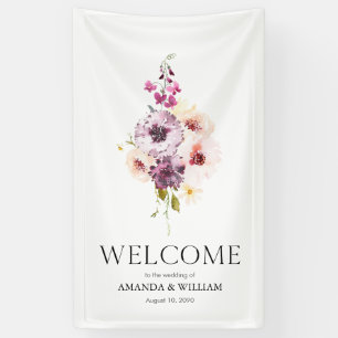 Banderoles Elégant Mariage Floral Bienvenue