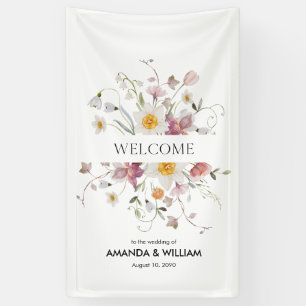 Banderoles Elégant Mariage Floral Bienvenue