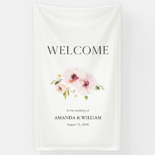 Banderoles Elégant Mariage Floral Bienvenue