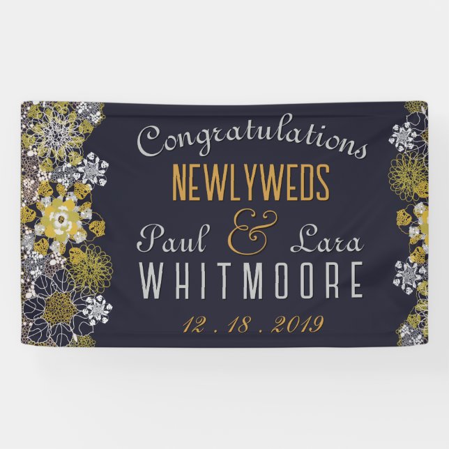 Banderoles Élégant Mariage Floral Lace Party (Horizontal)