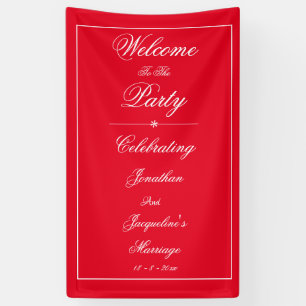 Banderoles Élégant Mariage Personnalisé Noms Chic Red Welcome
