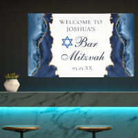 Elégant Marine Blue Gold Agate Bar Mitzvah Party