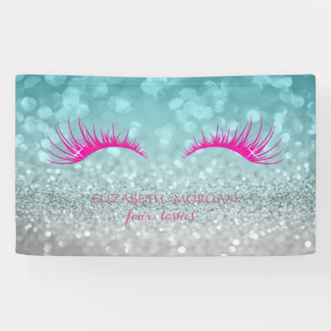 Banderoles Élégant Moderne Chic  Bokeh Pailleté, Faux Cils (Horizontal)