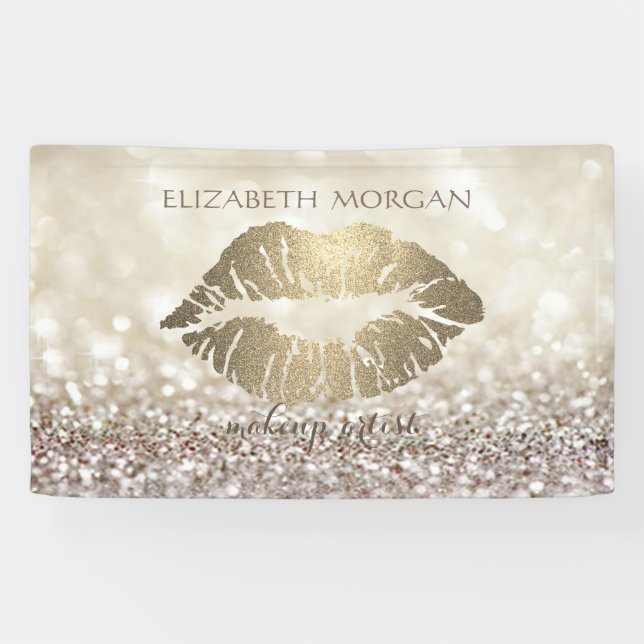 Banderoles Élégant Moderne Chic Glamour Brillant Bokeh, Lèvre (Horizontal)