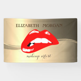 Banderoles Élégant Moderne Chic Glamour, Lumineux, Lèvres Rou