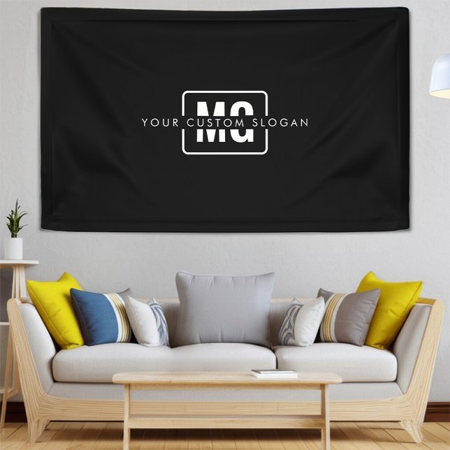 Banderoles Élégant Monogramme Noir Marque Événement Personnal (Créateur téléchargé)