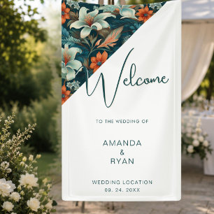 Banderoles Élégant motif floral tropical pour mariage