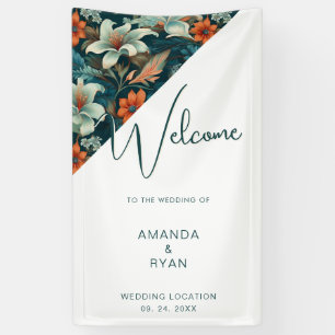 Banderoles Élégant motif floral tropical pour mariage 