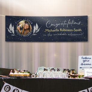 Banderoles Elegant Navy Gold Félicitations Graduation Party