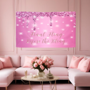 Banderoles Élégant paillettes rose chaud goutte à goutte ente