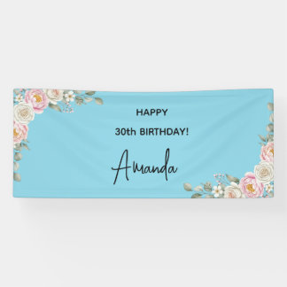 Banderoles Elegant Pink Floral Personalized Birthday Banner