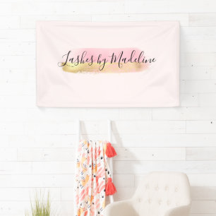 Banderoles Elégant Pink Gold Maquillage Beauté Hair Nail Salo