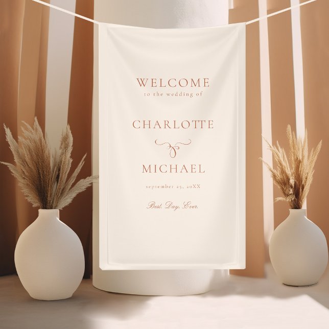 Banderoles Elégant, police de script "Welcome" beige-blush (Créateur téléchargé)