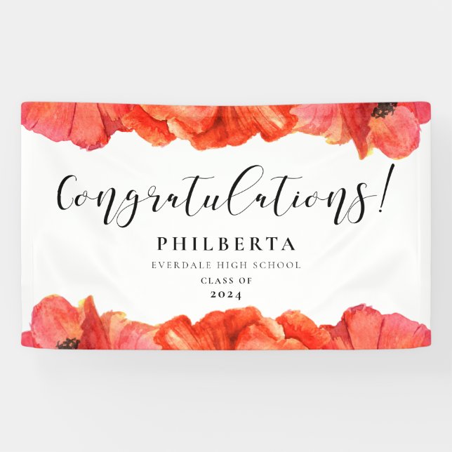 Banderoles Elegant Poppies Graduation party Félicitations (Horizontal)