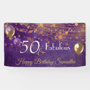 Banderoles Elégant Purple Gold Glam 50 et fabuleux anniversai