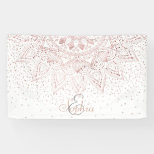 Banderoles Elégant rose en or mandala confetti design