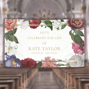 Banderoles Élégant Rose Floral funeral Service commémoratif B