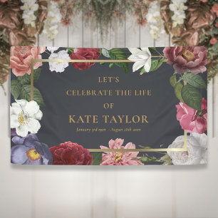 Banderoles Élégant Rose Floral funeral Service commémoratif B