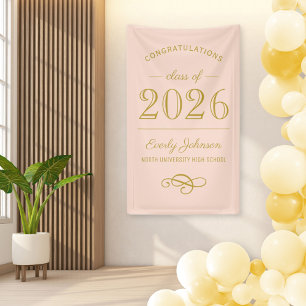 Banderoles Élégant Rose Gold Diplômé de la promotion 2026