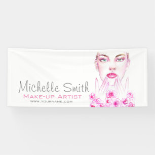 Banderoles Elégant rose Roses Floral Aquarelle Beauté Salon