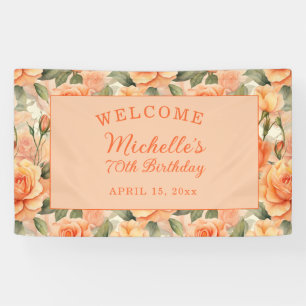 Banderoles Elegant Roses Florales Orange Pêche 70e Anniversai