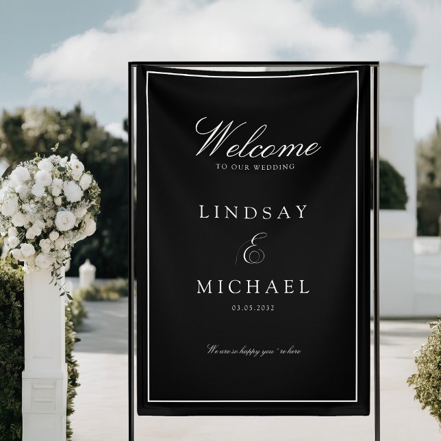 Banderoles Elegant Royal Black & White Wedding (Elegant Royal Black & White Wedding Banner)