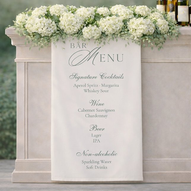 Banderoles Elegant Sage Green Wedding Bar Menu Banner (Créateur téléchargé)