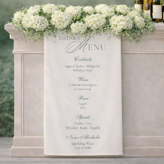 Banderoles Elegant Sage Green Wedding Drinks Menu Sign 