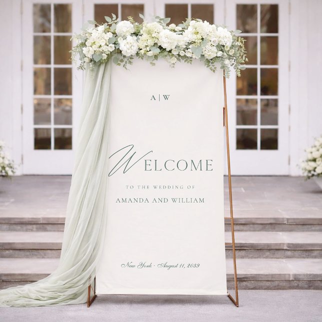 Banderoles Elegant Sage Green Wedding Welcome Sign (Créateur téléchargé)