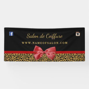 Banderoles Élégant salon de coiffure Empreinte de léopard or 