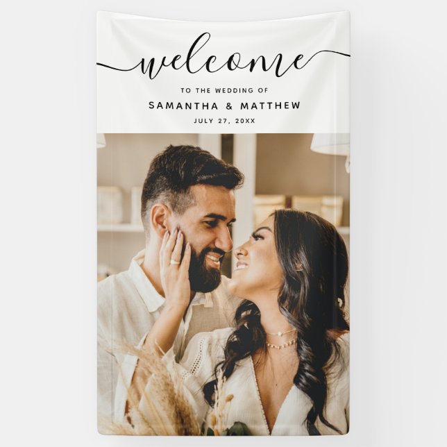 Banderoles Élégant Script De Calligraphie Bienvenue Au Mariag (Vertical)