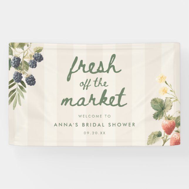 Banderoles Élégant Script Frais du Marché Enterrement de Vie  (Horizontal)