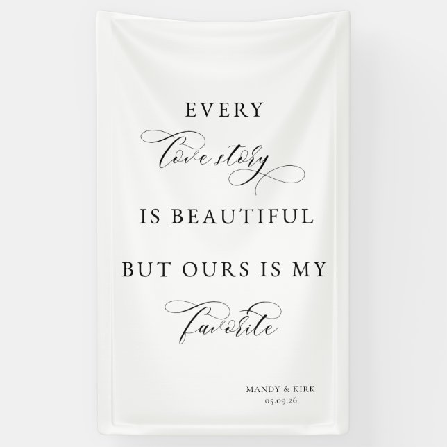Banderoles Elegant Script Wedding Backdrop Banner – love  (Vertical)