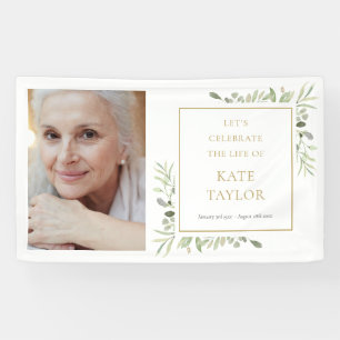 Banderoles Elégant Verdure Photo Funeral Service